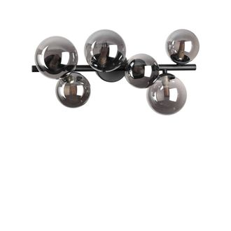 Netlighting Perlage 6 Light Globe Ceiling Light Black Smokey Grey Shade