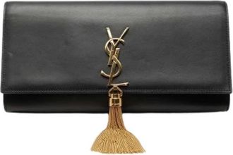 Saint Laurent Pre-owned Leren Clutch - Dames - Vintage Clutch - Zwart - ONE Size - Leer - Vintage