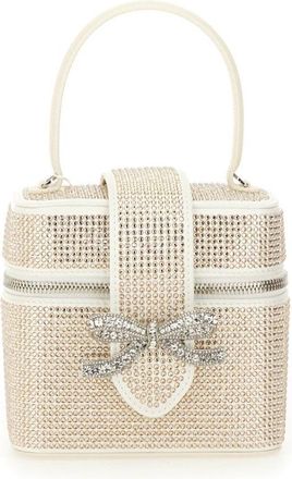 Self Portrait Structured Satin Beauty Case With Rhinestone Embellishments