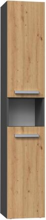 Hucoco Hucoco - Horti - Mueble De Ba&ntilde;o Con Cesto De Ropa - 31x30x174 Cm - Columna De Almacenaje Para Ba&ntilde;o