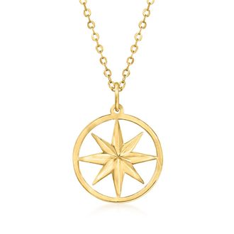 RS Pure by Ross-Simons Italian 14kt Yellow Gold North Star Necklace