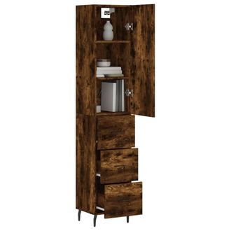 Berkfield Home Highboard Smoked Oak 34.5x34x180 cm Engineered Wood in Brown