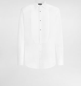 Dolce & Gabbana Gold Fit Tuxedo Shirt In Cotton Poplin - Man Shirts White Cotton 37