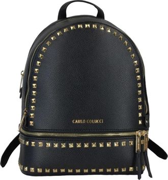 Carlo Colucci Stad rugzak met piramide studs - unisex - Rugzakken - Zwart - ONE Size - Tassen