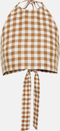 Asceno Marseille checked halterneck crop top