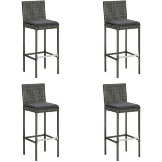 vidaXL Sgabelli da Bar con Cuscini 4 pz Grigi in Polyrattan - Vidaxl
