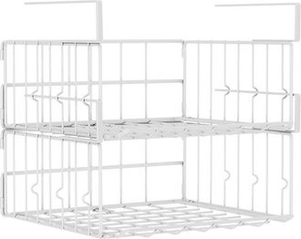 OEM Juego De 2 Cestas De Almacenamiento Plegables De Malla Met&aacute;lica, Ahorran Espacio, Son Resistentes Y Duraderas, No Requieren Montaje (blancas)