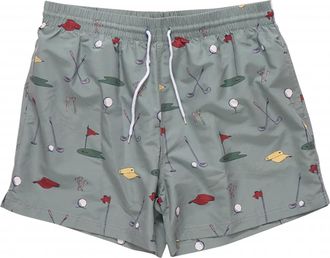 Pink Chicken Mens Swimming Trunk In Green Golf Tournament