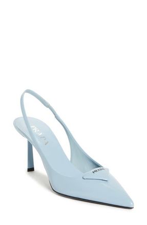 Prada Modellerie Pointed Toe Slingback Pump in Blue at Nordstrom, Size 9.5Us