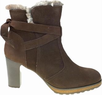 Gabor Stijlvolle Dames Enkelboot - Dames - Laarzen met Hak - Bruin - 40 1/2 EU - Su&egrave;de - Schoenen