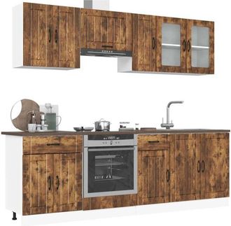 vidaXL Vidaxl - Conjunto De Armarios De Cocina lucca De 8 Piezas De Madera De Ingenier&iacute;a De Roble Ahumado