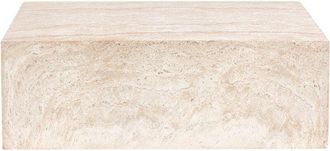 Beliani Side Table NOBRES Travertine Effect