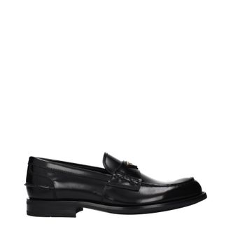 Prada Herrens Schwarze Leder-Loafer