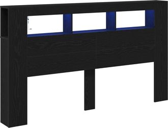 vidaXL Led Headboard Black oak 180 x 18.5 x 103.5 cm Engineered wood Vidaxl