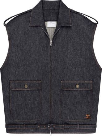 Courr&egrave;ges Giubbotto bomber senza maniche in denim Courreges
