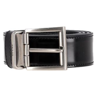 Prada Prada Gecoate Riem in Zwart Leer