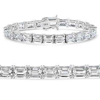 Pompeii3 26Ct Emerald Cut Diamond East West Tennis Bracelet 14k Gold Lab Grown 7