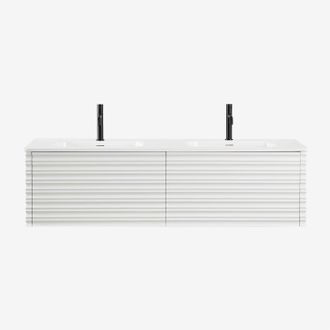 Sklum Sklum - Conjunto De Mueble De Ba&ntilde;o En Madera Con Lavabos Integrados Noura