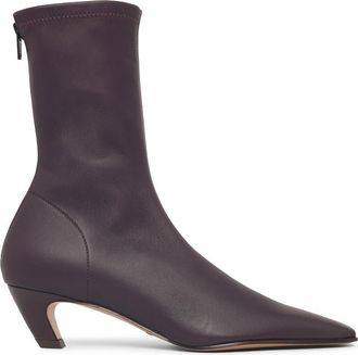 Khaite Arizona Burgundy Leather Ankle Boots