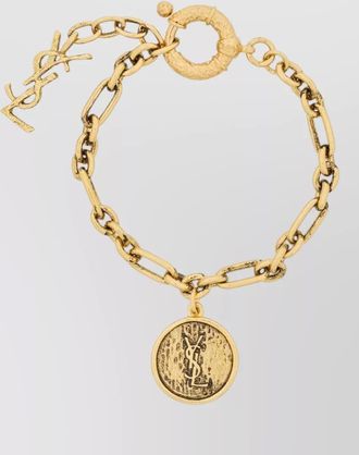 Saint Laurent textured medallion chain bracelet