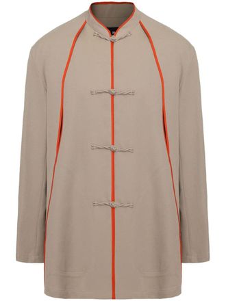 Shanghai Tang piped-trim Tang jacket - men - Wool - 44 - Neutrals