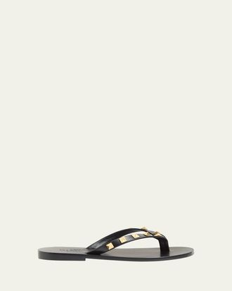 Valentino Garavani Rockstud Leather Flat Thong Sandals