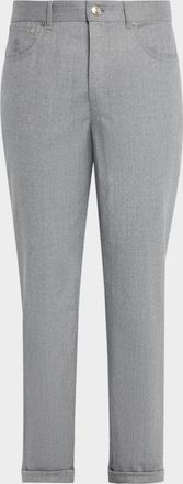 Brunello Cucinelli Mens Wool Flannel Five-Pocket Pants