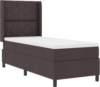 vidaXL Vidaxl - Cama Tipo Box Spring Con Colch&oacute;n Marr&oacute;n Oscuro 80 X 200 Cm Tela