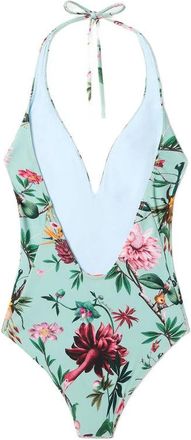 La DoubleJ Floral Halterneck One-Piece Swimsuit - Blue