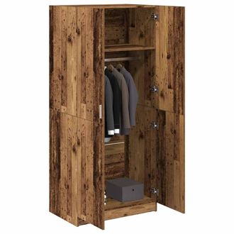 Berkfield Home Wardrobe Old Wood 90x52x200 cm Engineered Wood in Brown | Size: 90 x 52 x 200 cm