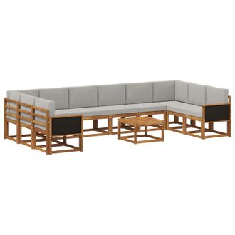 vidaXL Conjunto De Sof&aacute;s De Exterior 11 Uds. Natural Y Gris Claro Vidaxl