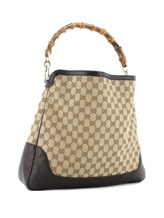 Gucci Diana Bamboo Shoulder Bag GG Canvas Medium hobo bag - Bruin