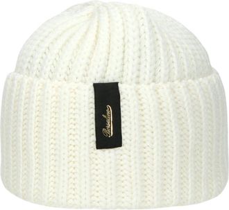 Borsalino Geribbelde Wollen Beanie Muts - unisex - Hoeden - Wit - ONE Size - Wol - Accessoires