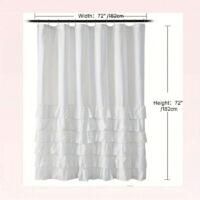 OEM 1 Cortina De Ducha Con Volantes Superpuestos, 72 X 182,88 Pulgadas / 182 X 182 Cm, Color Liso, Decoraci&oacute;n De Ba&ntilde;o, Blanco - Crezuo