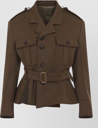 Celine virgin wool peplum military coat