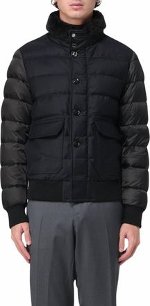Moorer Fur Collar Bomber Jacket In Nero