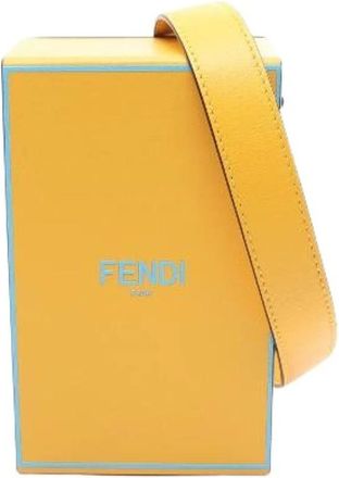 Fendi Pre-owned Box Leather Shoulder Bag - Dames - Vintage Schoudertas - Geel - ONE Size - Leer - Vintage