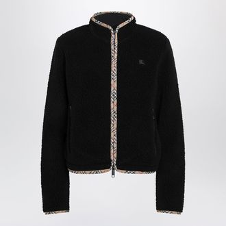 Burberry Giacca con zip nera in pile effetto teddy