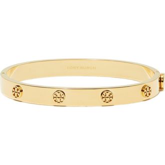 Tory Burch Icon Hinge Bracelet in Tory Gold at Nordstrom, Size Medium