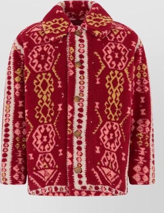 Mother fleece jacket collar long sleeves oversized