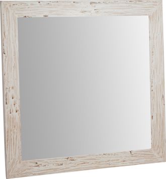 Biscottini International Biscottini - Espejo Cuadrado De Pared De Colgar De Madera Maciza De Tilo Acabado Con Efecto Crema 100x3x100 Cm Made In Italy