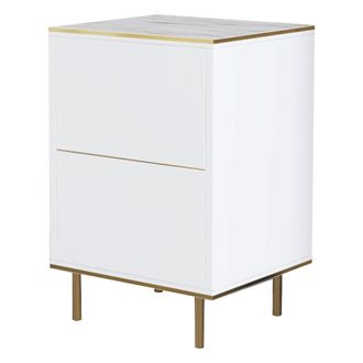 Dmora Mesita De Noche Vestone, Un Estante, Puerta Abatible, Una Puerta, 40x35x60h Cm Blanco