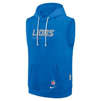 Nike Detroit Lions Sideline Nike Mens Dri-FIT NFL Sleeveless Pullover Hoodie in Blue | 03B445A9J-0CN