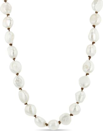 Zo&euml; Chicco Double Knotted Baroque Pearl Necklace in 14K Yellow Gold /White Pearl at Nordstrom, Size 18