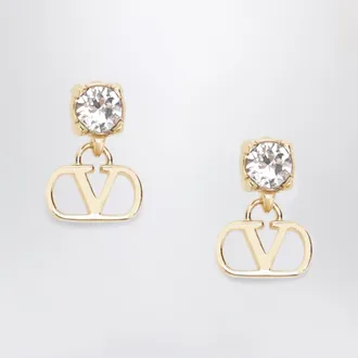 Valentino Garavani Gold-tone VLogo Signature earrings with crystal