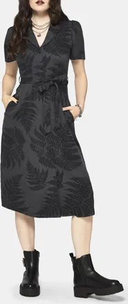 Disturbia Ruin Fern Button Midi Shirt Dress in Grey at Nordstrom, Size 12