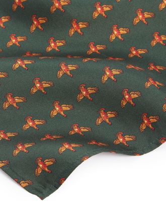 Oliver Brown Pure Silk Flying Grouse Handkerchief - Green