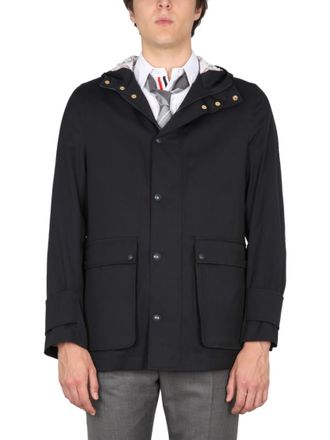 Thom Browne Blue Solid Hood Jacket