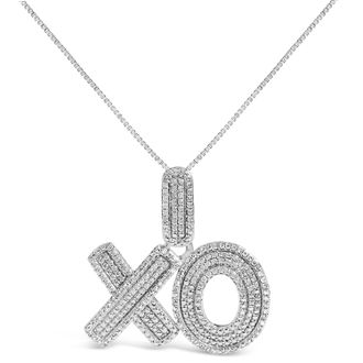 House of Brilliance Sterling Silver 1/4 Cttw Diamond Pav&eacute; XO Pendant Necklace