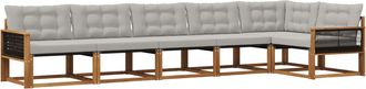 vidaXL Conjunto De Sof&aacute;s De Exterior 6 Uds. Natural Y Gris Claro Vidaxl